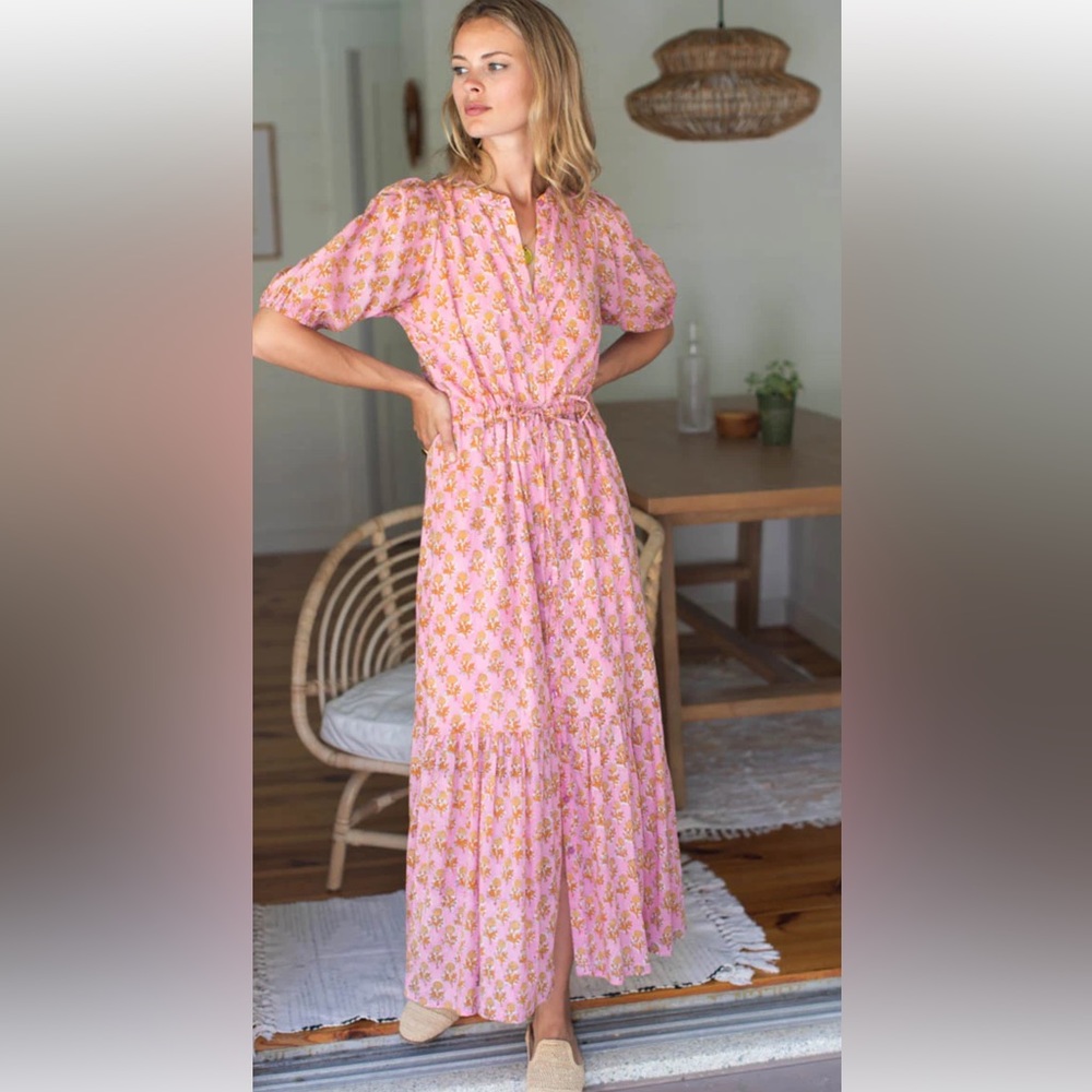 Beautiful Emerson Fry Lucy dress in little marigolds. Hand block printed.